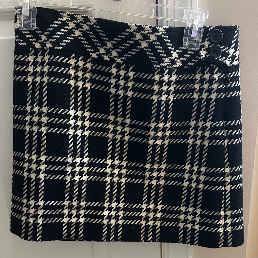 J. Crew Black and White Plaid Pencil Skirt
